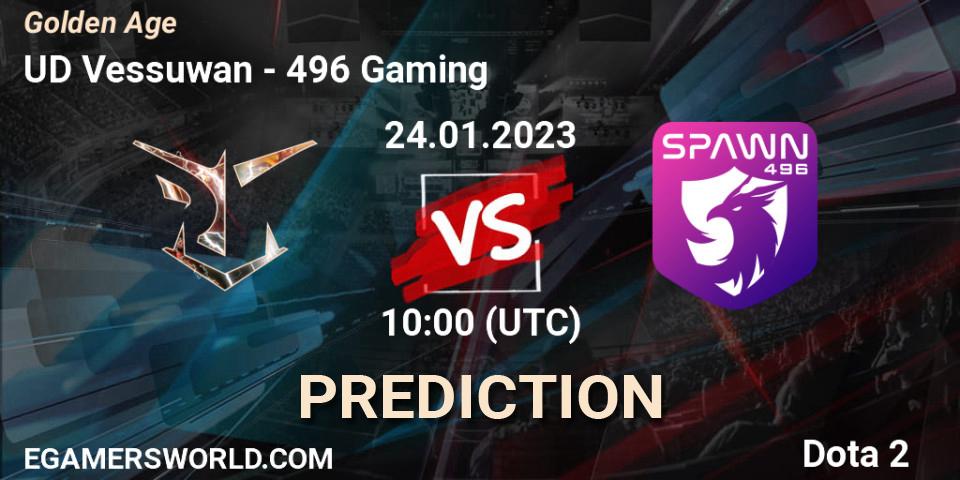 UD Vessuwan vs 496 Gaming: Match Prediction. 26.01.2023 at 03:59, Dota 2, Golden Age