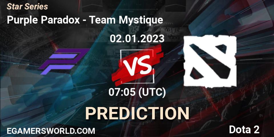 Purple Paradox vs Team Mystique: Match Prediction. 02.01.2023 at 07:05, Dota 2, Star Series