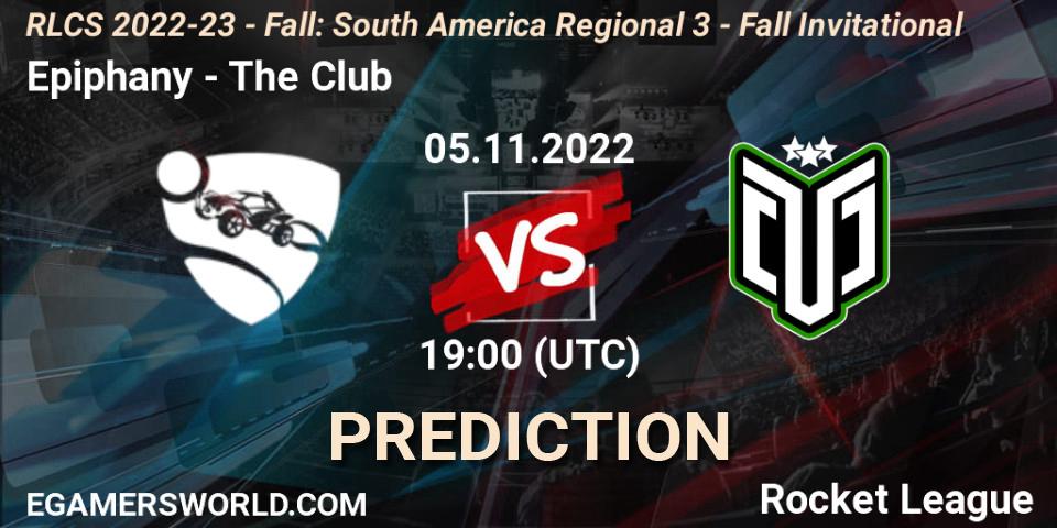 Epiphany vs The Club: Match Prediction. 05.11.2022 at 20:00, Rocket League, RLCS 2022-23 - Fall: South America Regional 3 - Fall Invitational