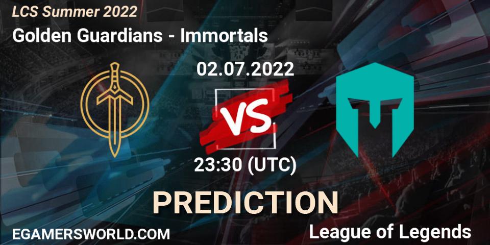 Golden Guardians vs Immortals: Match Prediction. 02.07.2022 at 23:30, LoL, LCS Summer 2022