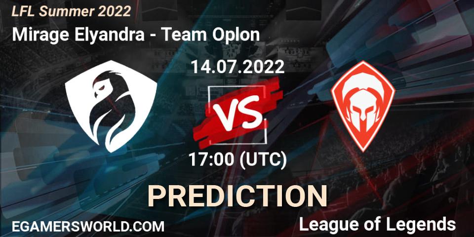 Mirage Elyandra vs Team Oplon: Match Prediction. 14.07.2022 at 17:00, LoL, LFL Summer 2022