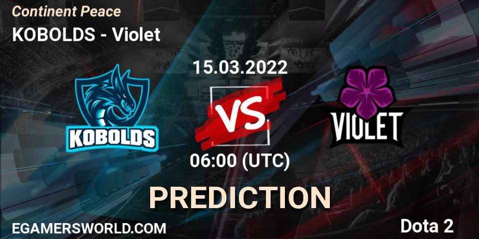 KOBOLDS vs Violet: Match Prediction. 15.03.2022 at 06:09, Dota 2, Continent Peace