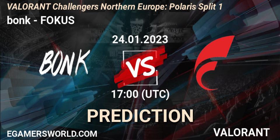 bonk vs FOKUS: Match Prediction. 24.01.23, VALORANT, VALORANT Challengers 2023 Northern Europe: Polaris Split 1