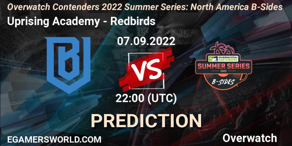 Uprising Academy vs Redbirds: Match Prediction. 07.09.22, Overwatch, Overwatch Contenders 2022 Summer Series: North America B-Sides
