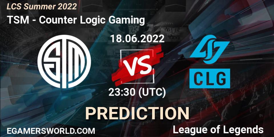 TSM vs Counter Logic Gaming: Match Prediction. 18.06.2022 at 23:30, LoL, LCS Summer 2022