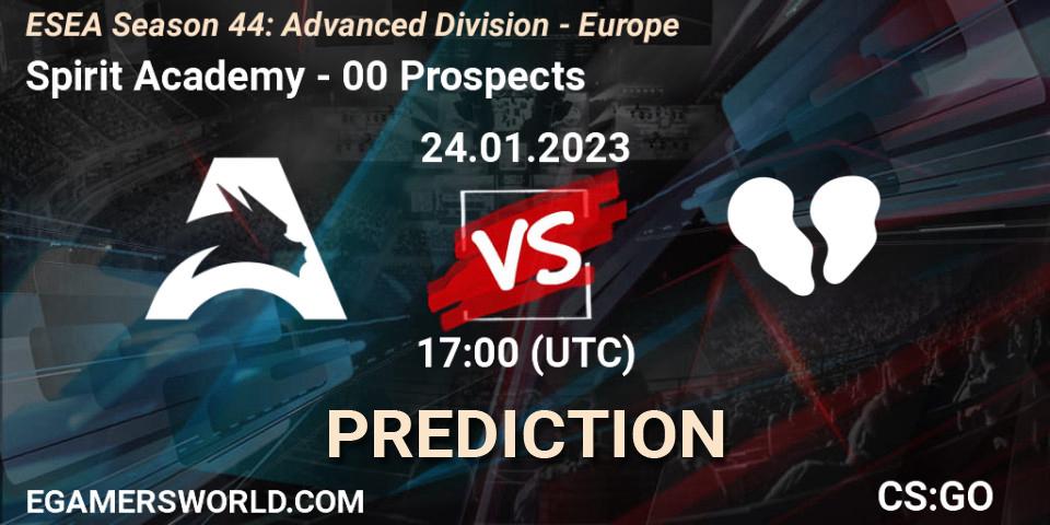 Spirit Academy vs 00 Prospects: Match Prediction. 26.01.2023 at 17:00, Counter-Strike (CS2), ESEA Season 44: Advanced Division - Europe