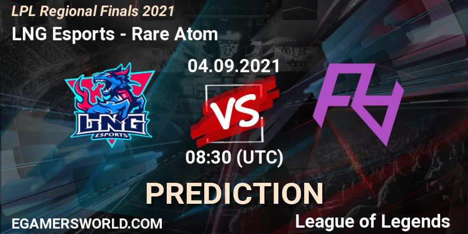 LNG Esports vs Rare Atom: Match Prediction. 04.09.2021 at 08:00, LoL, LPL Regional Finals 2021