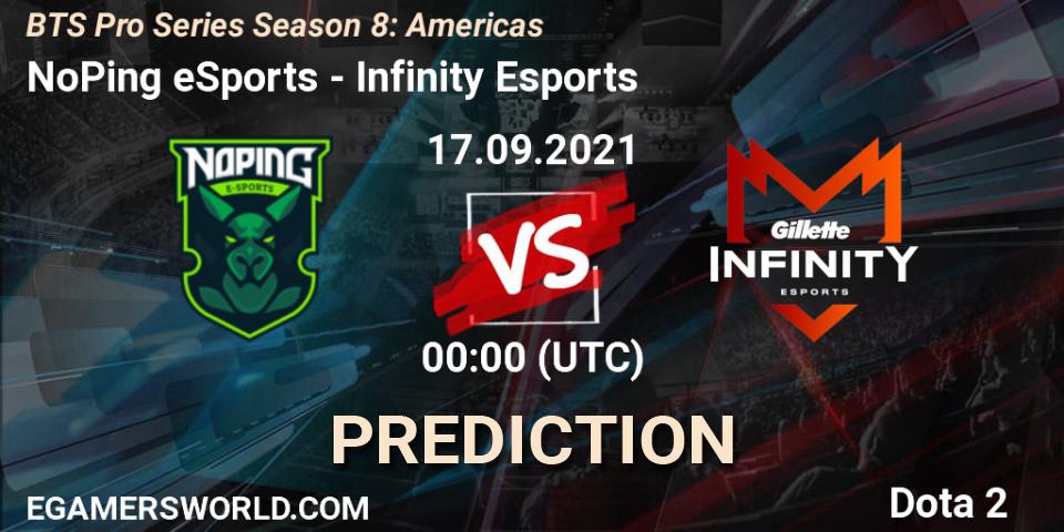NoPing eSports vs Infinity Esports: Match Prediction. 17.09.2021 at 01:31, Dota 2, BTS Pro Series Season 8: Americas