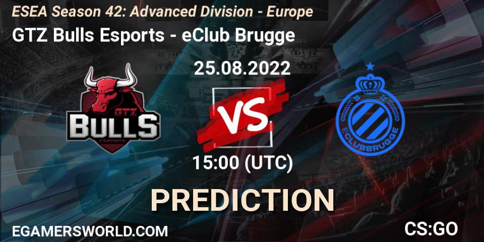 GTZ Bulls Esports vs eClub Brugge: Match Prediction. 25.08.2022 at 15:00, Counter-Strike (CS2), ESEA Season 42: Advanced Division - Europe