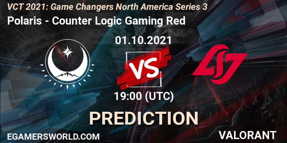 Polaris vs Counter Logic Gaming Red: Match Prediction. 01.10.2021 at 19:00, VALORANT, VCT 2021: Game Changers North America Series 3