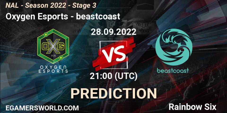 Oxygen Esports vs beastcoast: Match Prediction. 28.09.2022 at 21:00, Rainbow Six, NAL - Season 2022 - Stage 3