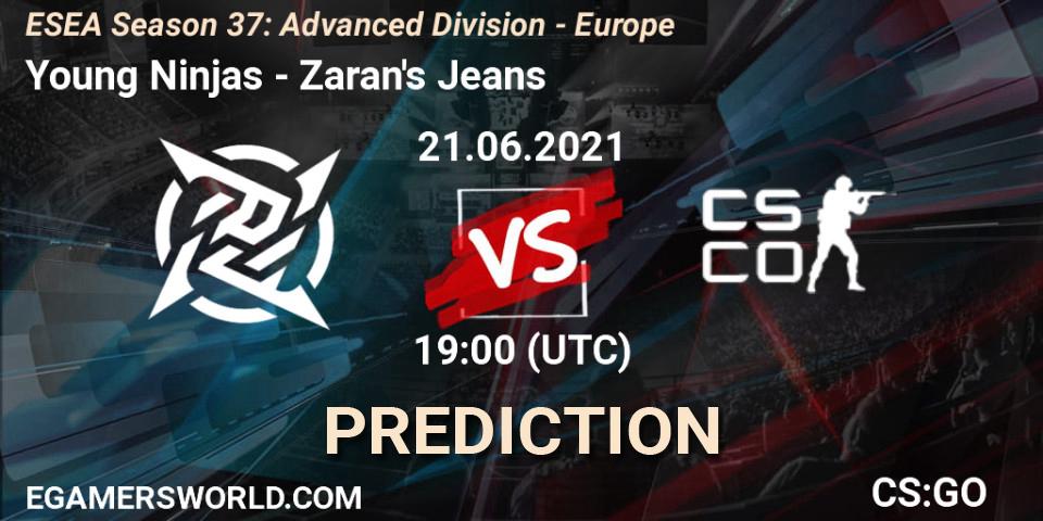 Young Ninjas vs Zaran's Jeans: Match Prediction. 21.06.2021 at 19:00, Counter-Strike (CS2), ESEA Season 37: Advanced Division - Europe