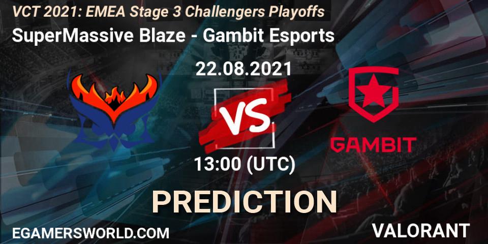 SuperMassive Blaze vs Gambit Esports: Match Prediction. 22.08.2021 at 13:00, VALORANT, VCT 2021: EMEA Stage 3 Challengers Playoffs