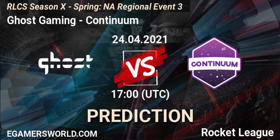 Ghost Gaming vs Continuum: Match Prediction. 24.04.2021 at 17:00, Rocket League, RLCS Season X - Spring: NA Regional Event 3
