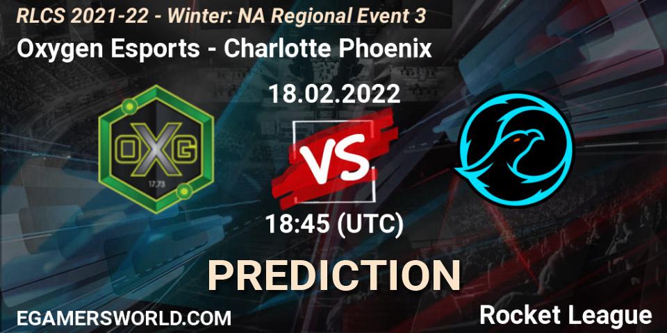 Oxygen Esports vs Charlotte Phoenix: Match Prediction. 18.02.2022 at 18:45, Rocket League, RLCS 2021-22 - Winter: NA Regional Event 3