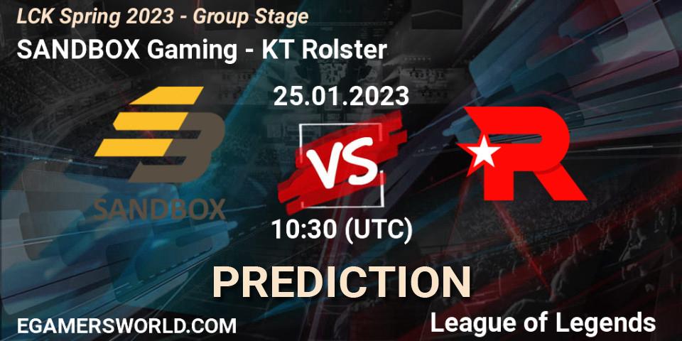 SANDBOX Gaming vs KT Rolster: Match Prediction. 25.01.2023 at 10:30, LoL, LCK Spring 2023 - Group Stage