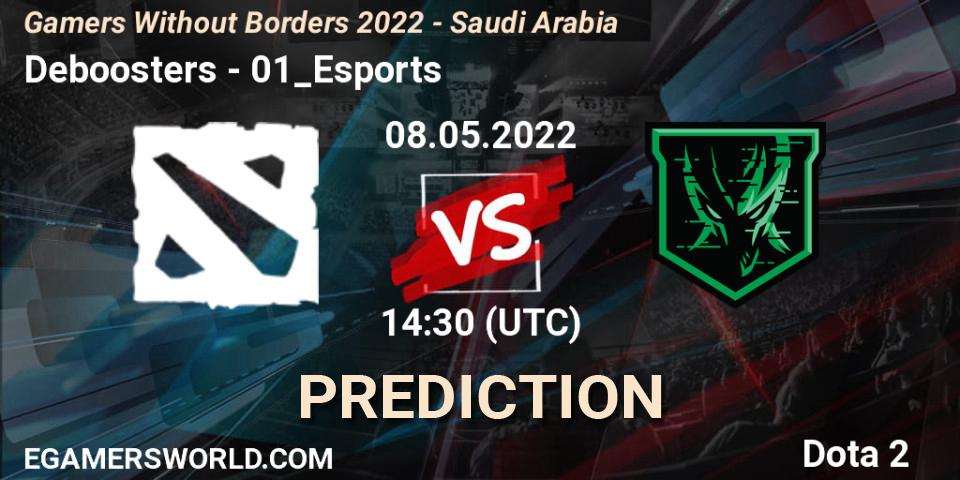 Deboosters vs 01_Esports: Match Prediction. 08.05.2022 at 14:25, Dota 2, Gamers Without Borders 2022 - Saudi Arabia