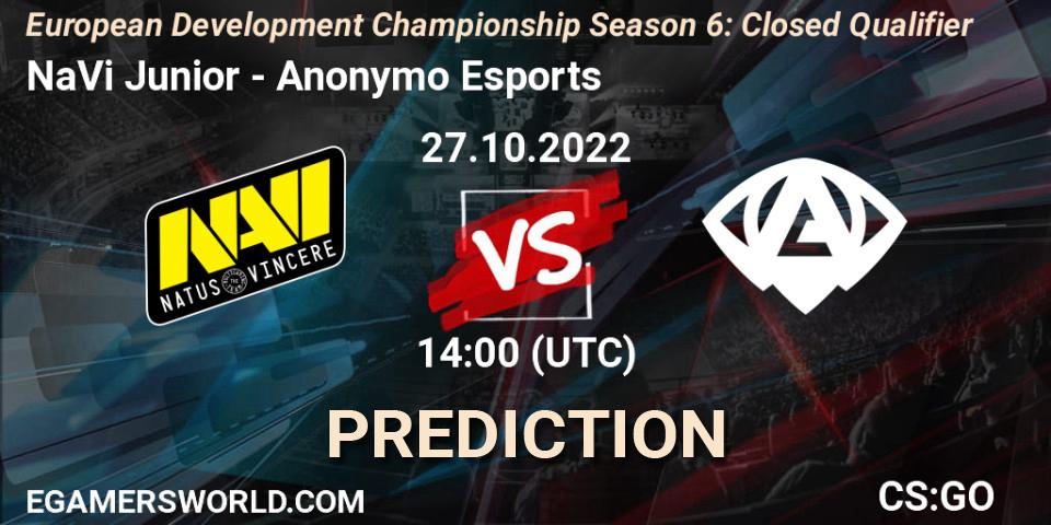 NaVi Junior vs Anonymo Esports: Match Prediction. 27.10.2022 at 14:15, Counter-Strike (CS2), European Development Championship Season 6: Closed Qualifier
