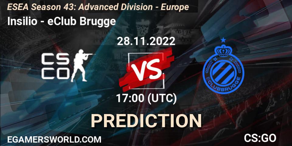 Insilio vs eClub Brugge: Match Prediction. 28.11.22, CS2 (CS:GO), ESEA Season 43: Advanced Division - Europe