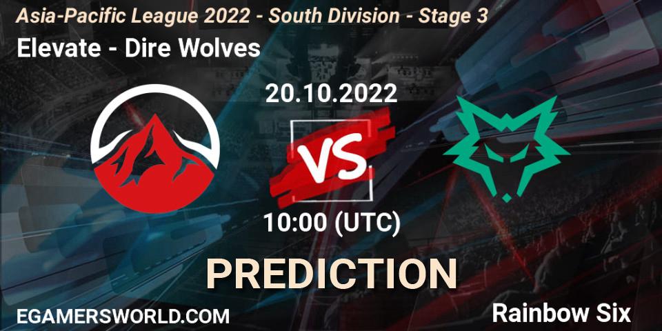 Elevate vs Dire Wolves: Match Prediction. 20.10.2022 at 10:00, Rainbow Six, Asia-Pacific League 2022 - South Division - Stage 3