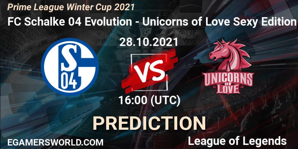 FC Schalke 04 Evolution vs Unicorns of Love Sexy Edition: Match Prediction. 28.10.21, LoL, Prime League Winter Cup 2021