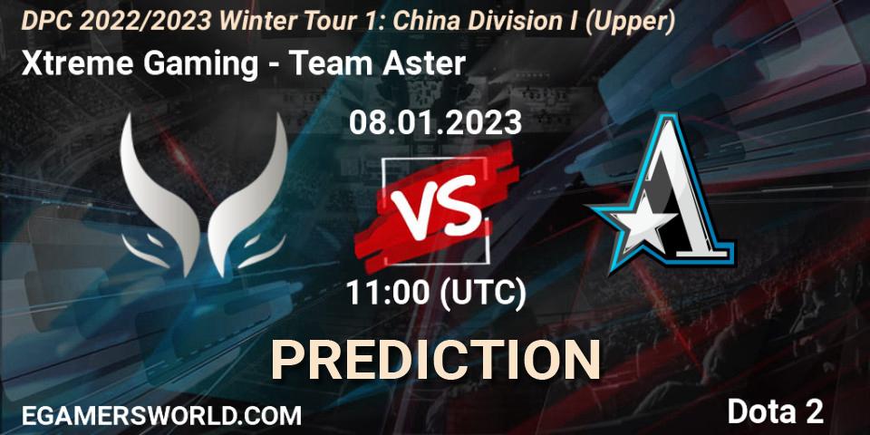 Xtreme Gaming vs Team Aster: Match Prediction. 08.01.2023 at 11:01, Dota 2, DPC 2022/2023 Winter Tour 1: CN Division I (Upper)