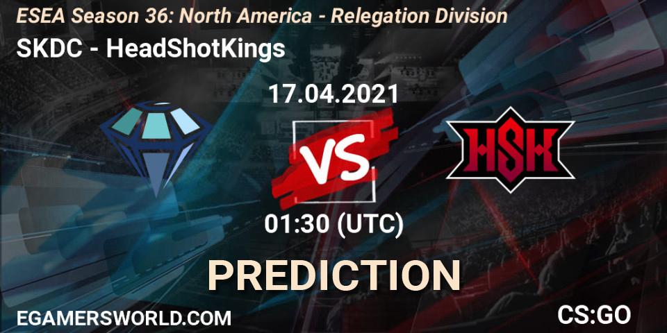 SKDC vs HeadShotKings: Match Prediction. 17.04.2021 at 01:30, Counter-Strike (CS2), ESEA Season 36: North America - Relegation Division