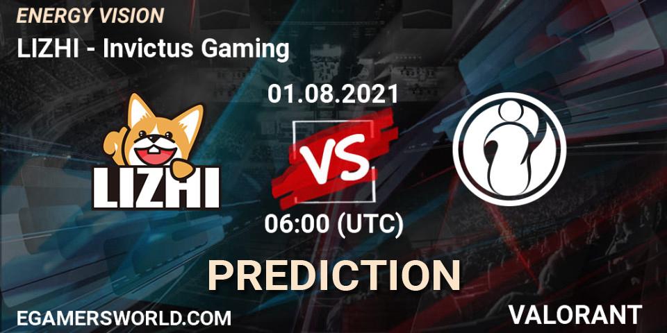 LIZHI vs Invictus Gaming: Match Prediction. 01.08.2021 at 06:00, VALORANT, ENERGY VISION