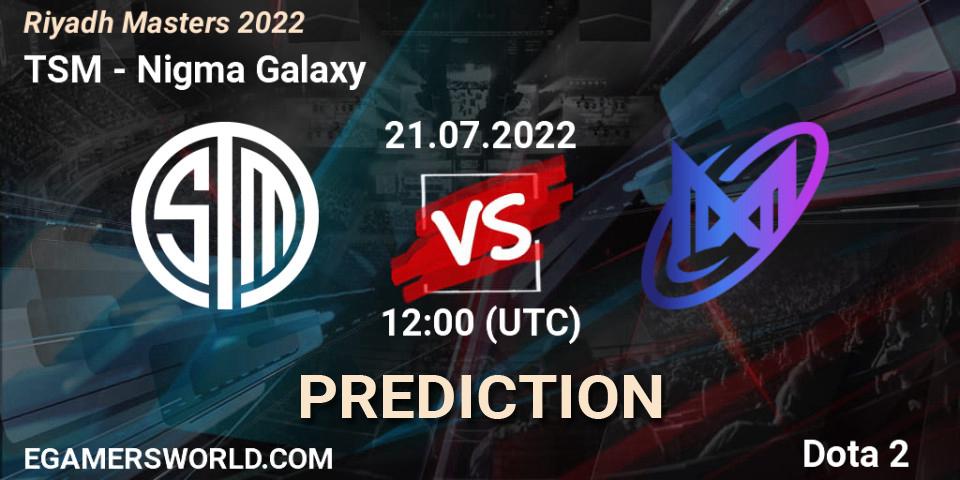 TSM vs Nigma Galaxy: Match Prediction. 21.07.2022 at 12:00, Dota 2, Riyadh Masters 2022