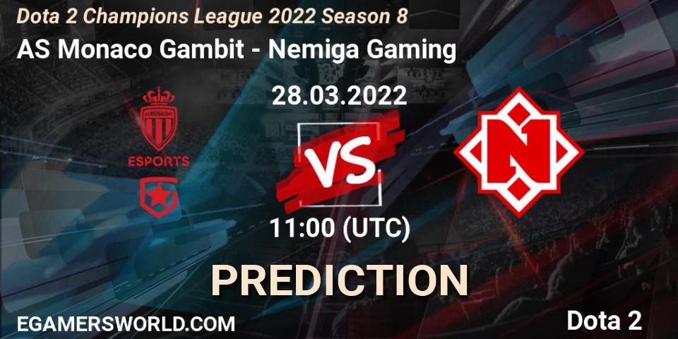 AS Monaco Gambit vs Nemiga Gaming: Match Prediction. 28.03.22, Dota 2, Dota 2 Champions League 2022 Season 8