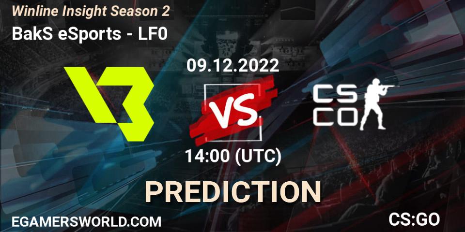 BakS eSports vs LF0: Match Prediction. 09.12.22, CS2 (CS:GO), Winline Insight Season 2
