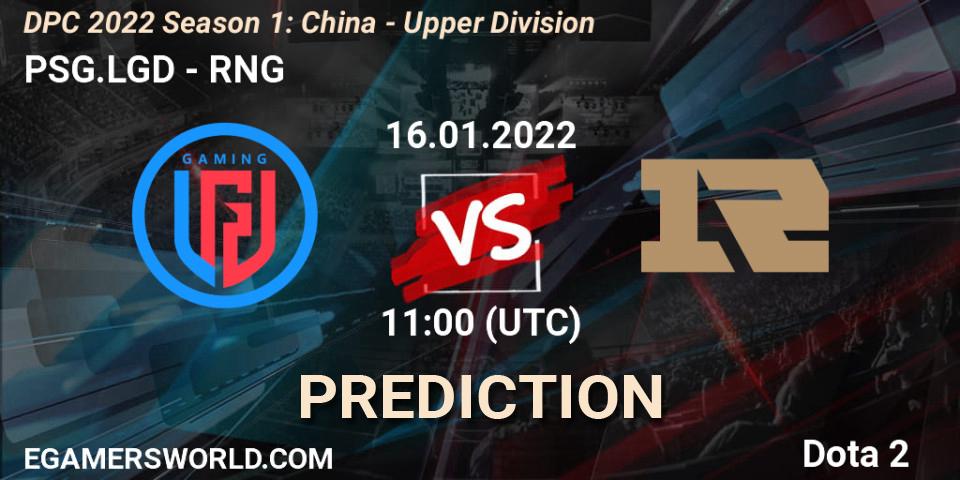 PSG.LGD vs RNG: Match Prediction. 16.01.22, Dota 2, DPC 2022 Season 1: China - Upper Division