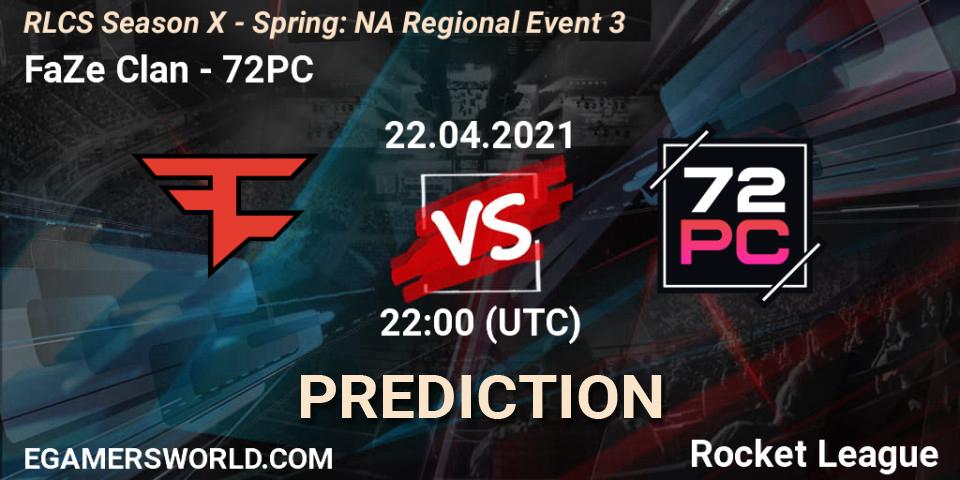 FaZe Clan vs 72PC: Match Prediction. 22.04.2021 at 22:00, Rocket League, RLCS Season X - Spring: NA Regional Event 3