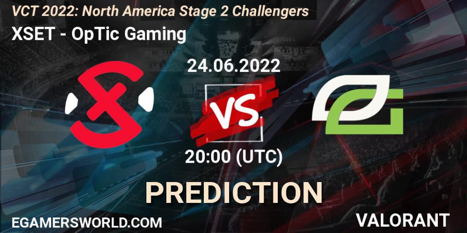 XSET vs OpTic Gaming: Match Prediction. 24.06.2022 at 20:15, VALORANT, VCT 2022: North America Stage 2 Challengers