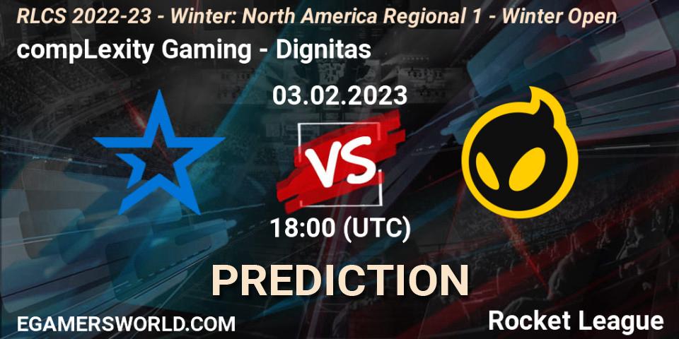 compLexity Gaming vs Dignitas: Match Prediction. 03.02.2023 at 18:00, Rocket League, RLCS 2022-23 - Winter: North America Regional 1 - Winter Open