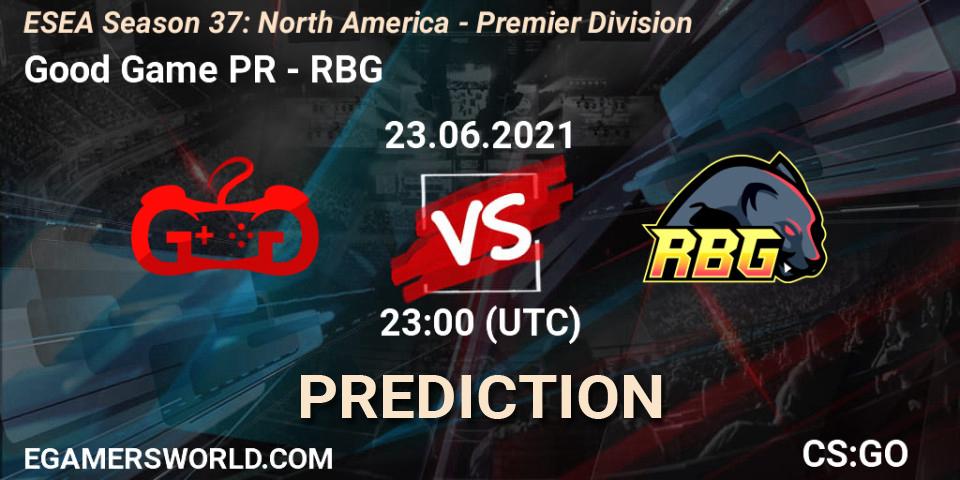 Good Game PR vs RBG: Match Prediction. 23.06.2021 at 23:00, Counter-Strike (CS2), ESEA Season 37: North America - Premier Division