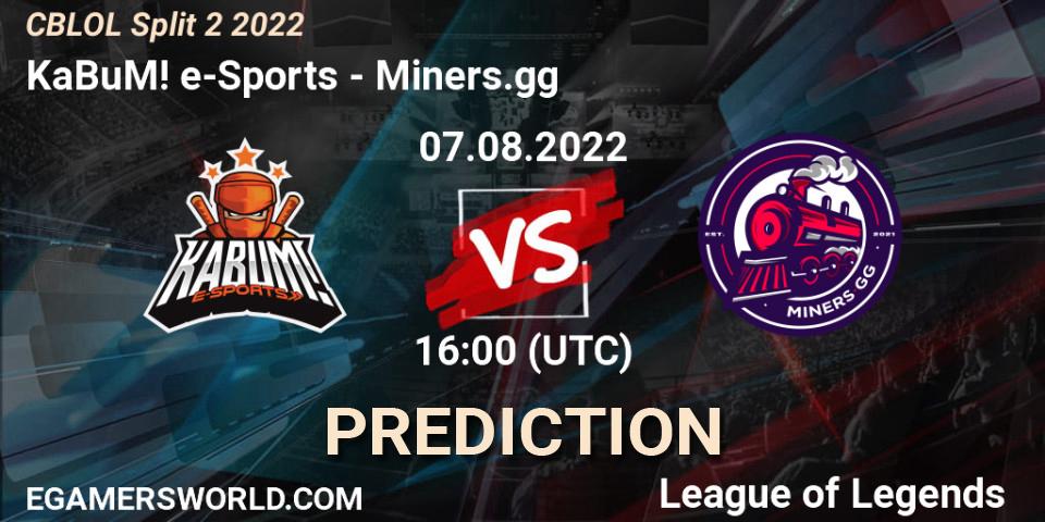 KaBuM! e-Sports vs Miners.gg: Match Prediction. 07.08.2022 at 16:20, LoL, CBLOL Split 2 2022