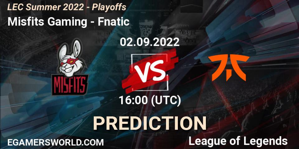Misfits Gaming vs Fnatic: Match Prediction. 02.09.2022 at 16:00, LoL, LEC Summer 2022 - Playoffs