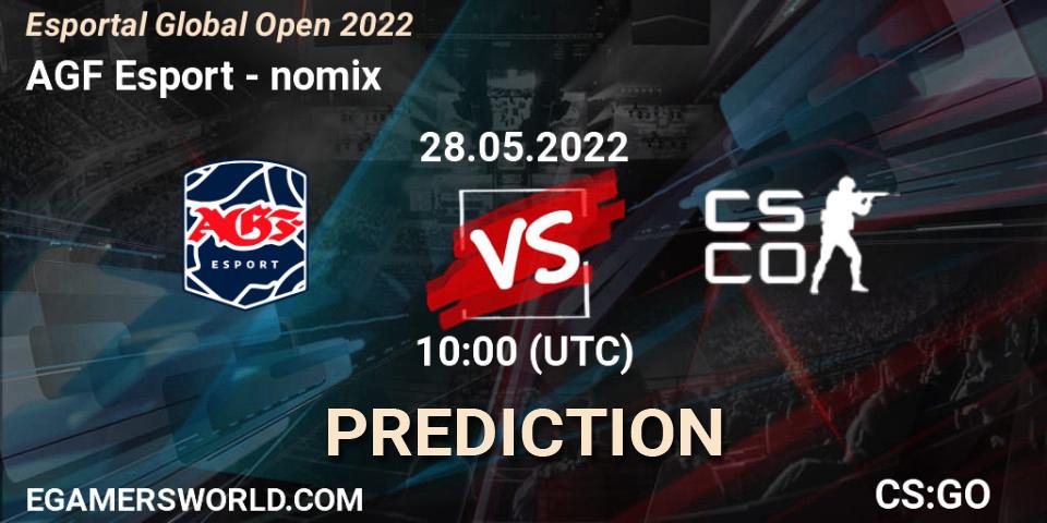 AGF Esport vs nomix: Match Prediction. 28.05.22, CS2 (CS:GO), Esportal Global Open 2022