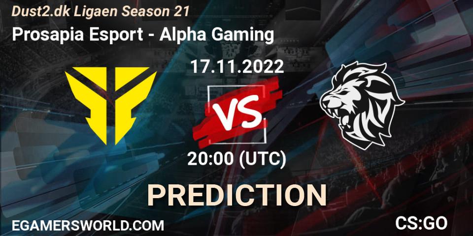Prosapia Esport vs Alpha Gaming: Match Prediction. 17.11.2022 at 20:00, Counter-Strike (CS2), Dust2.dk Ligaen Season 21