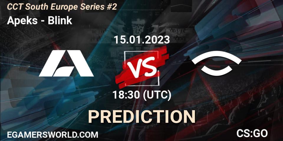 Apeks vs Blink: Match Prediction. 15.01.2023 at 19:00, Counter-Strike (CS2), CCT South Europe Series #2