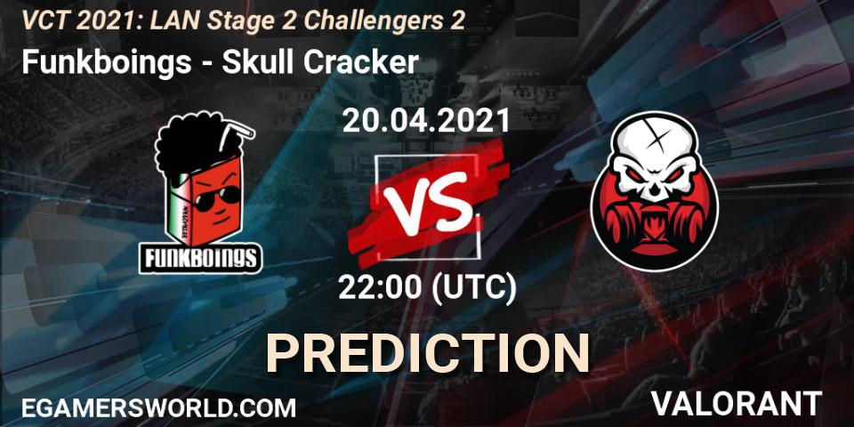 Funkboings vs Skull Cracker: Match Prediction. 20.04.2021 at 22:00, VALORANT, VCT 2021: LAN Stage 2 Challengers 2