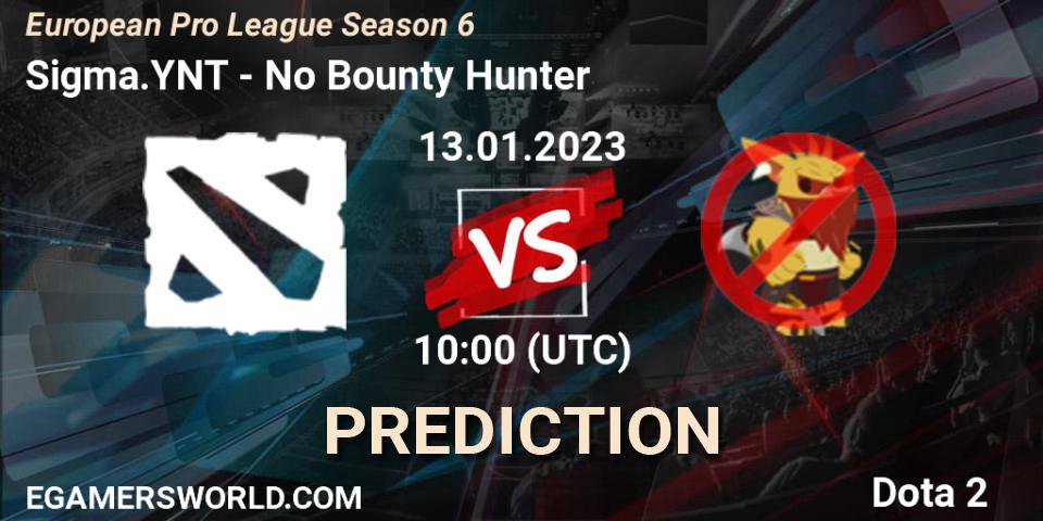 Sigma.YNT vs No Bounty Hunter: Match Prediction. 13.01.2023 at 10:04, Dota 2, European Pro League Season 6