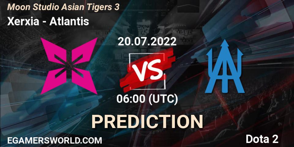 Xerxia vs Atlantis: Match Prediction. 20.07.2022 at 06:04, Dota 2, Moon Studio Asian Tigers 3
