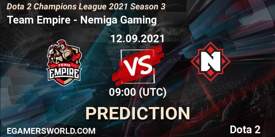 Team Empire vs Nemiga Gaming: Match Prediction. 12.09.2021 at 08:59, Dota 2, Dota 2 Champions League 2021 Season 3