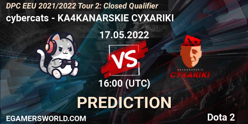 cybercats vs KA4KANARSKIE CYXARIKI: Match Prediction. 17.05.2022 at 15:32, Dota 2, DPC EEU 2021/2022 Tour 2: Closed Qualifier