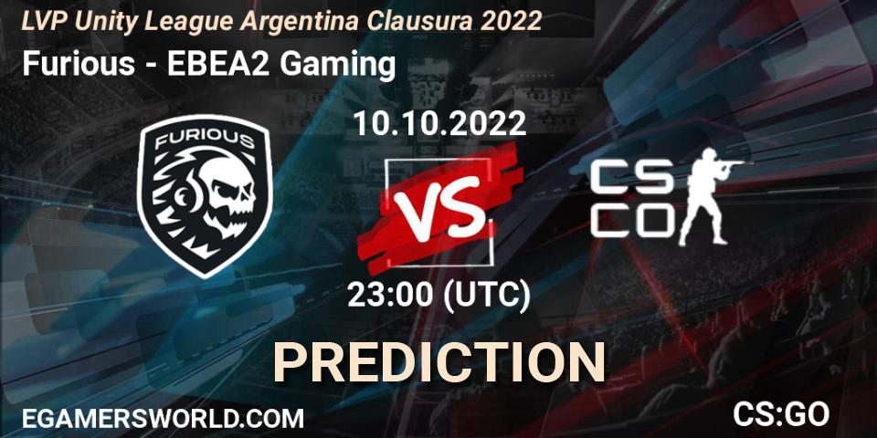 Furious vs EBEA2 Gaming: Match Prediction. 10.10.2022 at 23:00, Counter-Strike (CS2), LVP Unity League Argentina Clausura 2022
