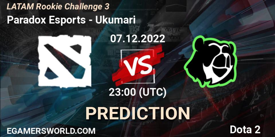 Paradox Esports vs Ukumari: Match Prediction. 08.12.22, Dota 2, LATAM Rookie Challenge 3