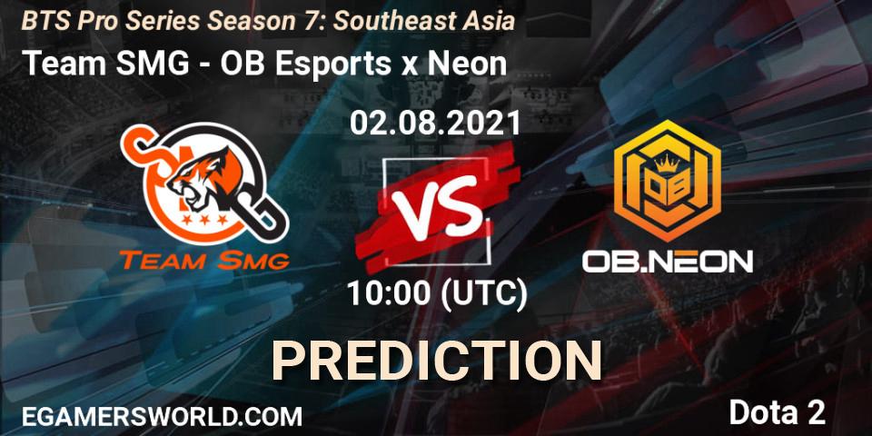 Team SMG vs OB Esports x Neon: Match Prediction. 02.08.2021 at 10:44, Dota 2, BTS Pro Series Season 7: Southeast Asia