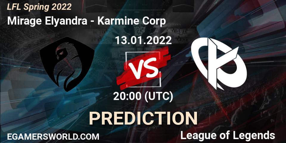 Mirage Elyandra vs Karmine Corp: Match Prediction. 13.01.2022 at 20:00, LoL, LFL Spring 2022
